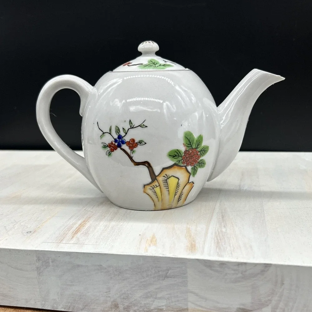 Floral Lowestoft Hand Painted Japan Teapot